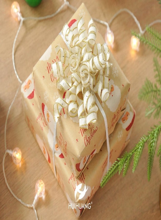 HUIHUANG Rustic Bows for Gift Wrapping Self Adhesive White Curly Bows Burst Curly Ribbon Bow for Presents, Christmas Gift Wrapping, Treat Bags, Party Favor, Crafts-5 inch x 6 Counts - Image 3